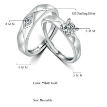 Load image into Gallery viewer, Nick Scarlet Zircon Adjustable Couple Silver Ring
