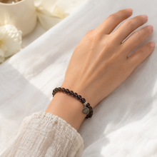Load image into Gallery viewer, Smoky Quartz Stone Flat Silver Bead Bracelet (8 MM)
