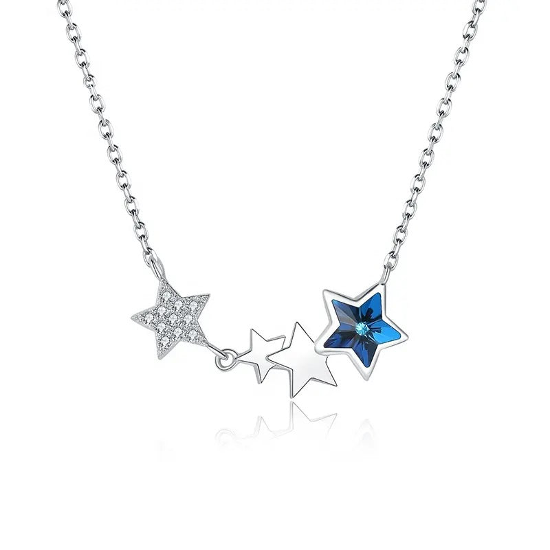 Dazzling Star Swarovski Crystal Silver Necklace