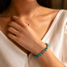 Load image into Gallery viewer, Turquoise Jasper Stone Silver Bead Bracelet (8 MM)
