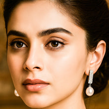 Load image into Gallery viewer, VENETIAN Zircon White Drop Pearl Silver Earrings
