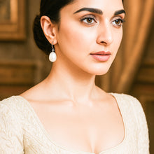 Load image into Gallery viewer, Tear Drop Natural Pearl Clip on Silver Earrings
