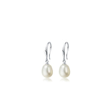 Load image into Gallery viewer, Tear Drop Natural Pearl Clip on Silver Earrings
