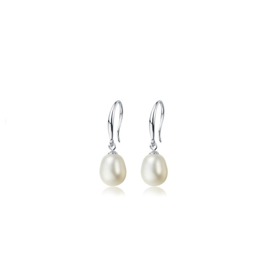 Tear Drop Natural Pearl Clip on Silver Earrings