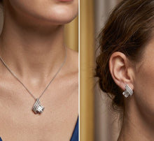 Load image into Gallery viewer, White_Roman_Crystal_Silver_Necklace_Set
