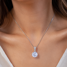 Load image into Gallery viewer, White Zircon Solitaire Adjustable Silver Necklace Set
