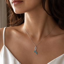 Load image into Gallery viewer, Mermaid Tail Blue Zircon Pendant Silver Necklace
