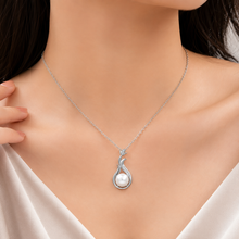 Load image into Gallery viewer, Flowery Pearl Pendant White Zircon Silver Necklace
