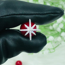 Load and play video in Gallery viewer, Pointed Star White Zircon Cherry Closure Silver Earrings
