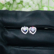 Load and play video in Gallery viewer, Elegant Heart White Zircon Stud Silver Earrings
