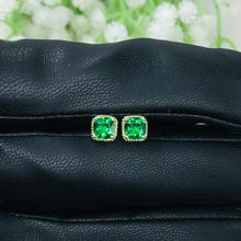 Load and play video in Gallery viewer, 18K Gold Plated Emerald Zircon Silver Earrings
