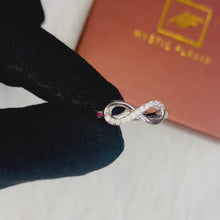 Load and play video in Gallery viewer, Infinity White Zircon Studded Adjustable Silver Ring
