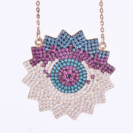 18 K Gold Colorful Paved Zircon Silver Necklace
