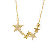 18 K Gold Plated Star Pendant Silver Necklace