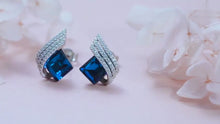 Load and play video in Gallery viewer, Blue Roman Crystal Silver Earrings
