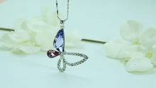 Load and play video in Gallery viewer, Colorful Butterfly Swarovski Crystal Silver Necklace
