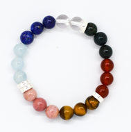 7 Chakra bracelet with round multicolour beads including lapis, tiger eye, and carnelian, MysticFlavia
