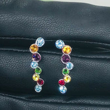 Load and play video in Gallery viewer, Colorful Swarovski Crystal Dangling Silver Earrings
