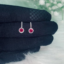 Load and play video in Gallery viewer, Ruby Gemstone Long Stud Silver Earrings
