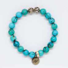 Load image into Gallery viewer, American Turquoise Stone  Silver Bead Bracelet (8 MM)

