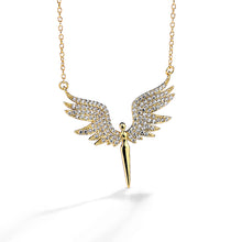 Load image into Gallery viewer, 18 K Gold Angel Wings Paved Zircon Silver Necklace
