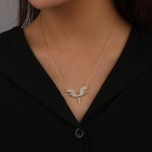 Load image into Gallery viewer, 18 K Gold Angel Wings Paved Zircon Silver Necklace
