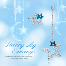 Load image into Gallery viewer, Dangling Star Swarovski Crystal Silver Earrings
