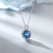 Load image into Gallery viewer, Blue Swarovski Crystal Circle Pendant Silver Necklace

