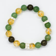 Load image into Gallery viewer, Aventurine Citrine Pyrite Silver Bead Bracelet 8MM with natural gemstone beads
