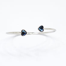 Load image into Gallery viewer, Blue Heart Swarovski Crystal Open Silver Bracelet
