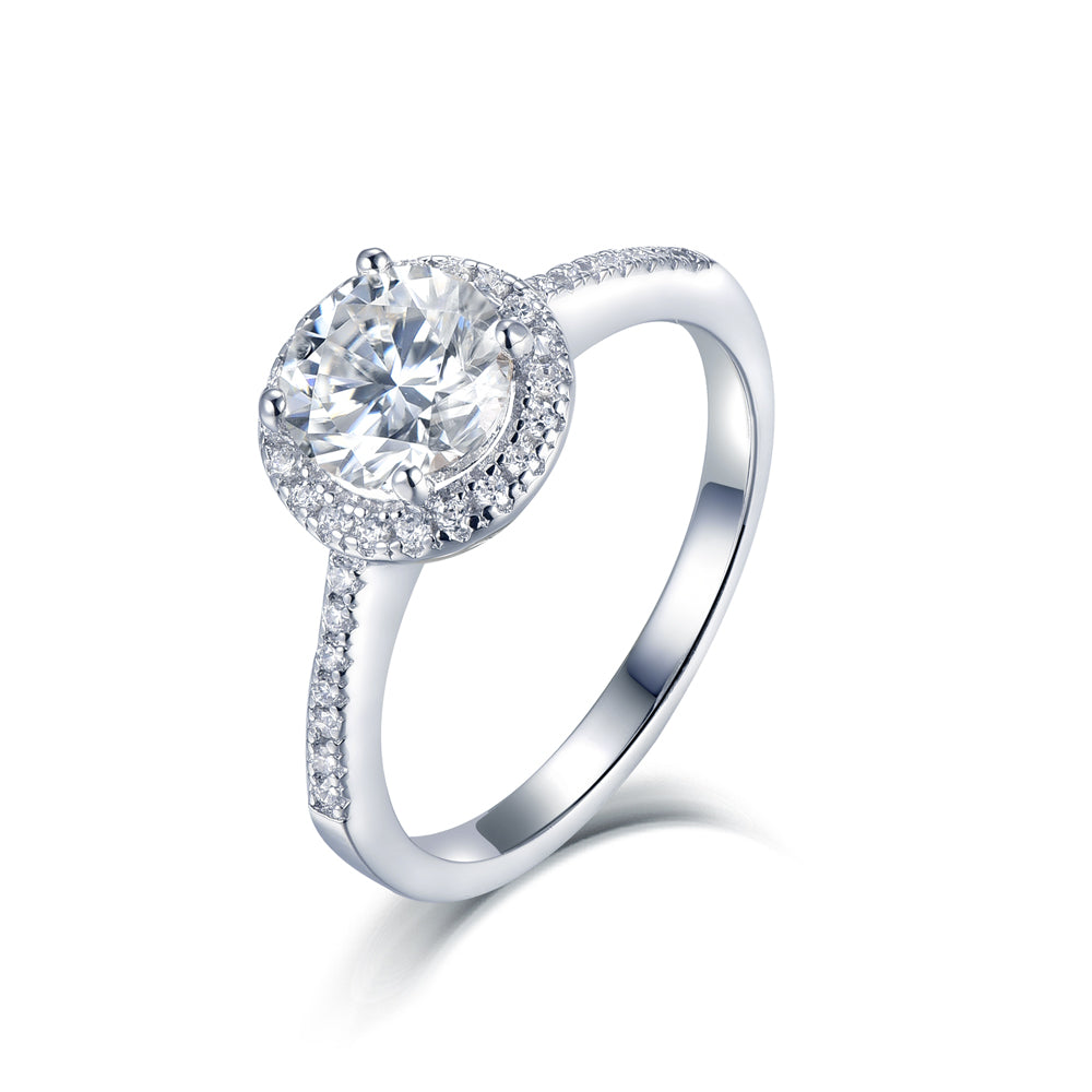 Berlin Solitaire Halo Zircon Preset Silver Ring