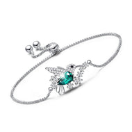 MysticFlavia Swarovski crystal bracelet with teal butterfly-inspired centerpiece and silver chain