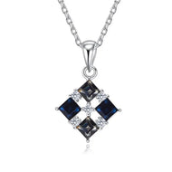 Monaco Square Swarovski Crystal Silver Necklace