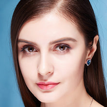 Load image into Gallery viewer, Ocean of Heart Swarovski Crystal Silver Earrings
