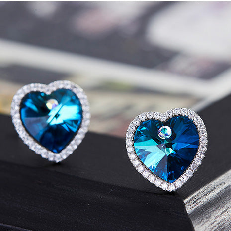 Blue Heart Siver Swarovski