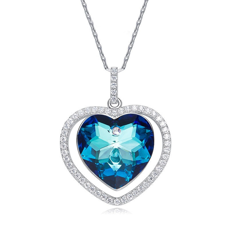 Ocean of Heart Swarovski Crystal Silver Necklace