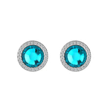 Load image into Gallery viewer, Paved Blue Ocean Swarovski Crystal Silver Earrings
