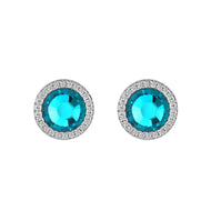 Paved Blue Ocean Swarovski Crystal Silver Earrings