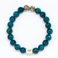 Blue Apatite Infinity Round Silver Bracelet 8mm with 925 sterling silver infinity bead by Mystic Flavia