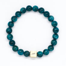 Load image into Gallery viewer, Blue Apatite Infinity Silver Bead Bracelet 8mm featuring polished natural Blue Apatite gemstone beads | MysticFlavia
