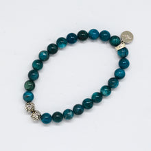 Load image into Gallery viewer, Blue Apatite Stone Silver Bead Bracelet 8mm premium gemstone jewelry by Mystic Flavia
