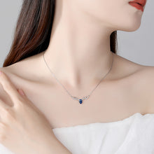 Load image into Gallery viewer, Blue Heart Drop Swarovski Crystal Silver Necklace
