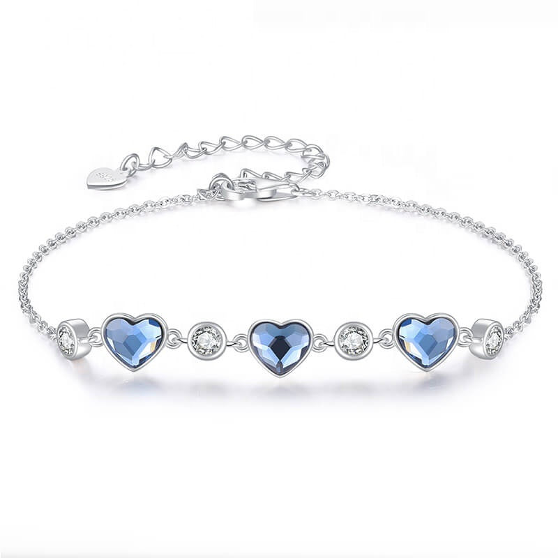 Blue Ocean au Circle Swarovski Crystal Silver Bracelet