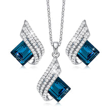 Load image into Gallery viewer, Blue ROMAN Swarovski Crystal Silver Necklace Set
