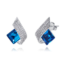Load image into Gallery viewer, Blue ROMAN Swarovski Crystal Silver Earrings
