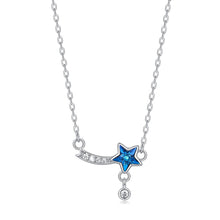Load image into Gallery viewer, Blue Star Swarovski Crystal Pendant Silver Necklace
