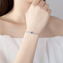 Load image into Gallery viewer, Blue Swarovski Crystal Circle Silver Bracelet
