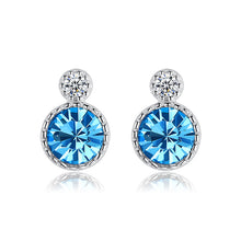 Load image into Gallery viewer, Blue Swarovski Crystal Circle Silver Earrings
