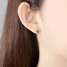 Load image into Gallery viewer, Blue Swarovski Crystal Circle Silver Earrings
