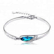 Elegant Swarovski Crystal Zircon Studded Adjustable Silver Bracelet